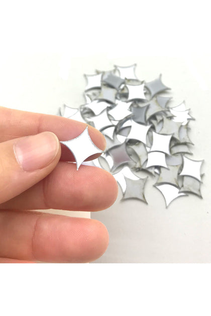 1,5cm yıldız gümüs Renk pleksi yapışkanlı Mozaik Ayna 100 Adet