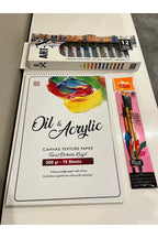 A4 boyut yağlıboya ve akrilik boya defteri 12ml akrilik boya 3 lü fırça resim sanat hobi boya set