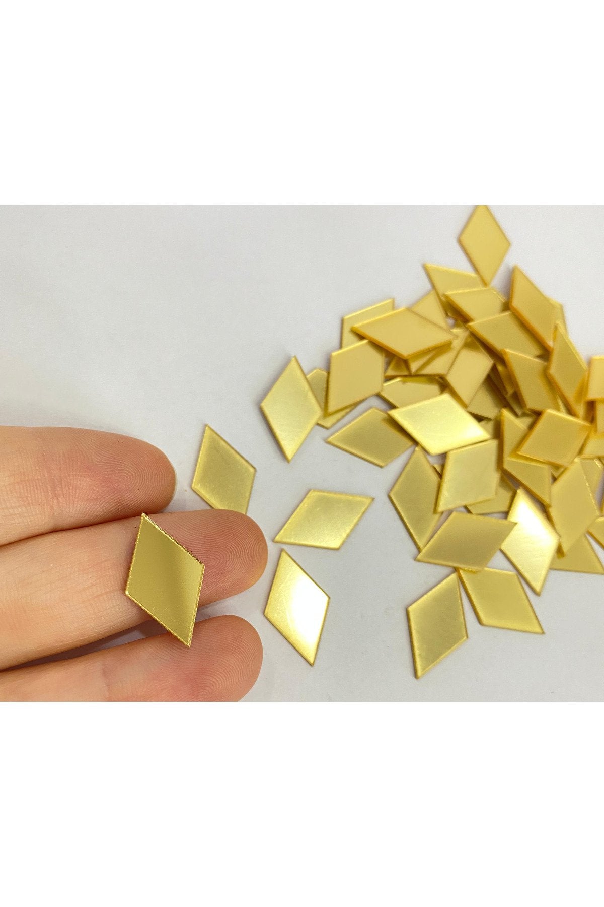 2cm baklava altın Renk pleksi yapışkanlı Mozaik Ayna 50 Adet