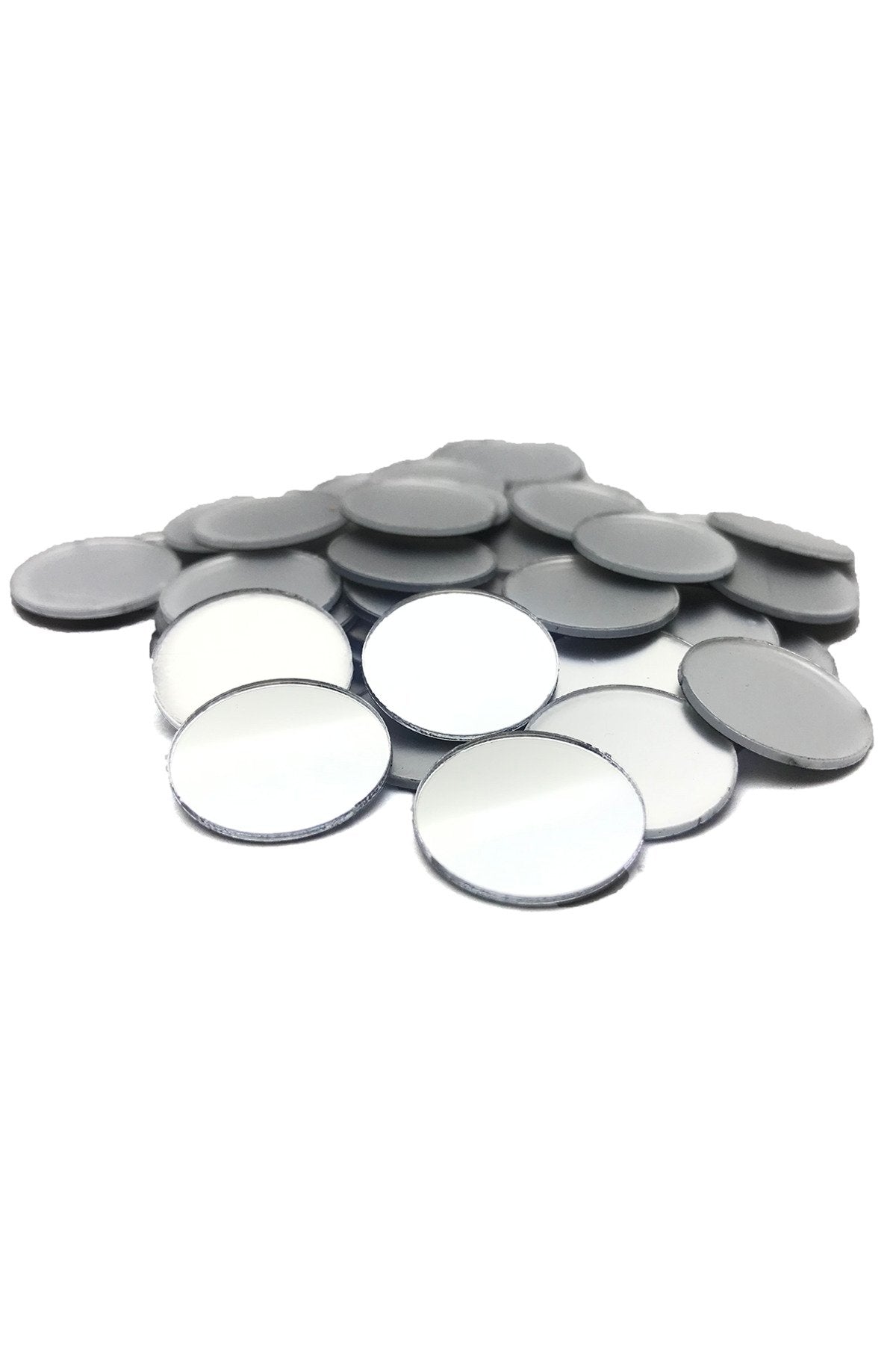 1,8 cm yuvarlak gümüs Renk pleksi yapışkanlı Mozaik Ayna 50 Adet