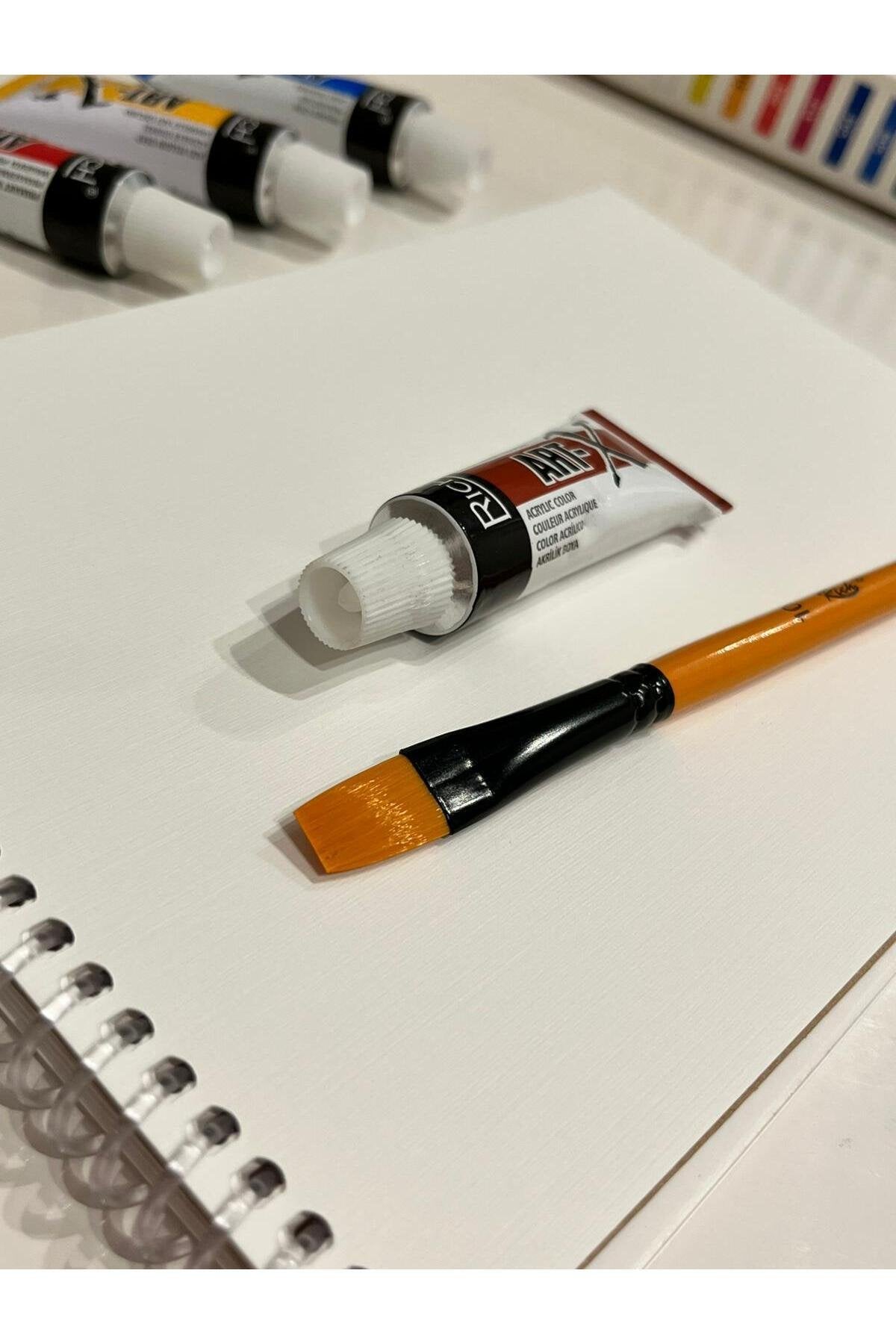 A4 boyut yağlıboya defteri rich12ml yağlıboya 12 li rich 3 lü fırça seti resim sanat hobi boya seti
