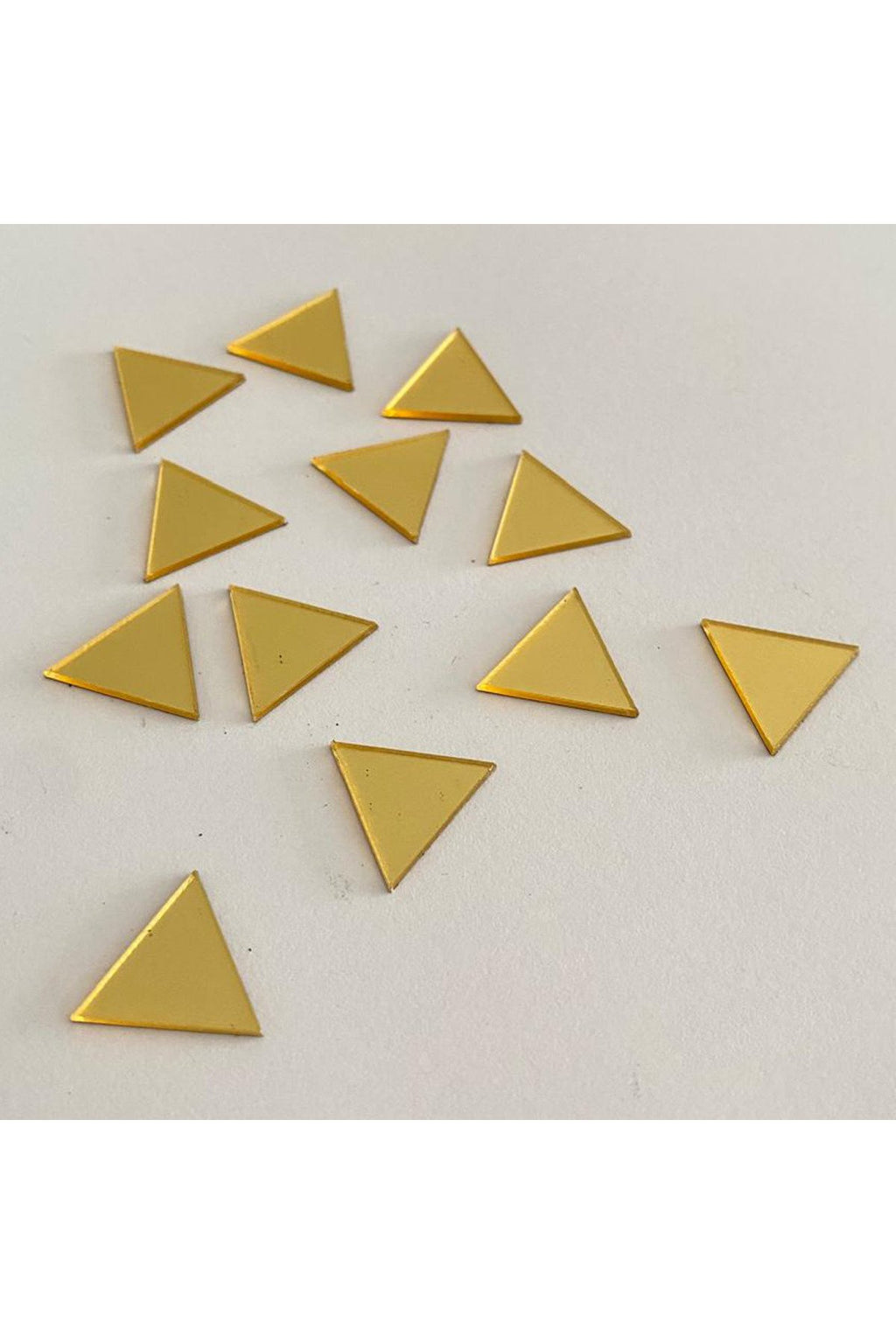 1.5 Cm eşkenar üçgen altın Renk Pleksi Yapışkanlı Mozaik Ayna 100Adet