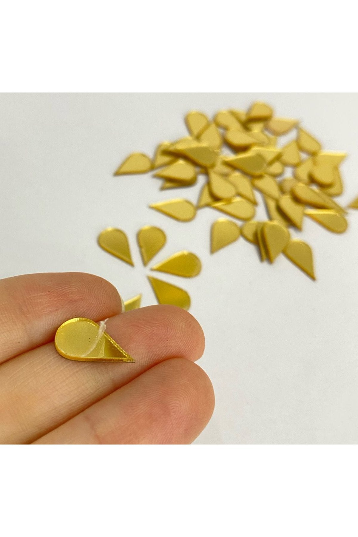 1,5cm su damlası altın Renk pleksi yapışkanlı Mozaik Ayna 50 Adet