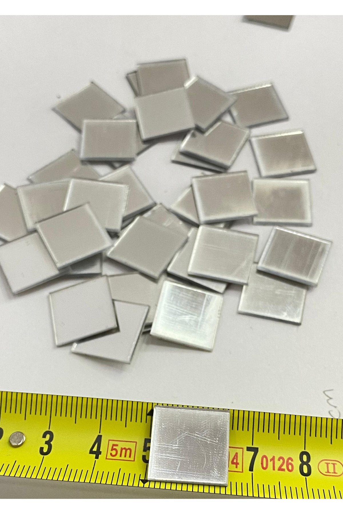 1,5cm kare gümüş Renk pleksi yapışkanlı Mozaik Ayna 100 Adet