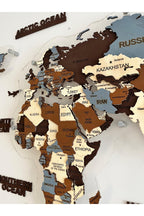 3d Ahşap Dünya Haritası Çok Katmanlı Rgb Led Işıklı Şeffaf Pleksi Üzeri Duvar Dekoru 155cm X 90cm