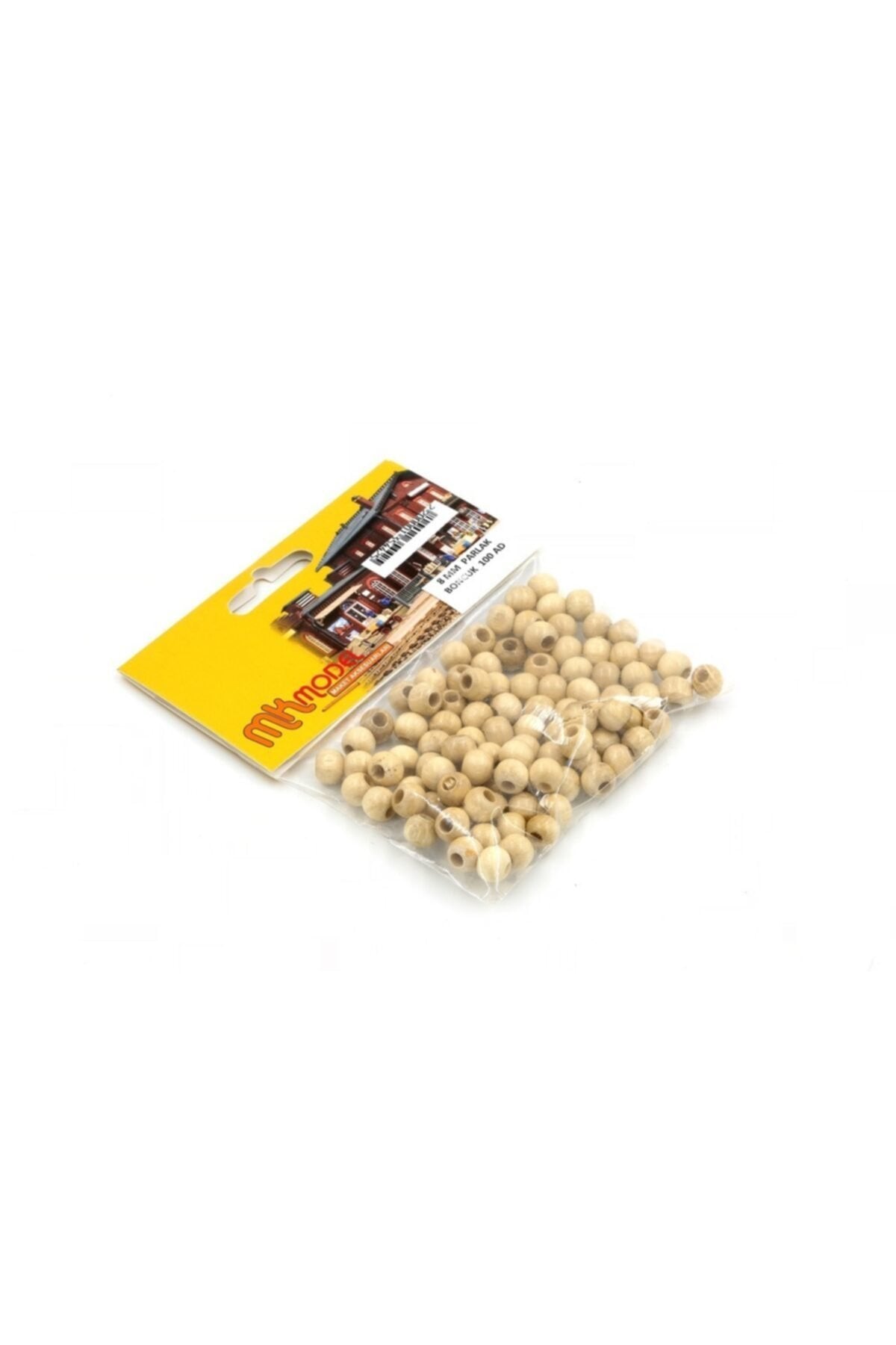 Mk Model 8mm Yuvarlak Ahşap Parlak Boncuk 100 Adet