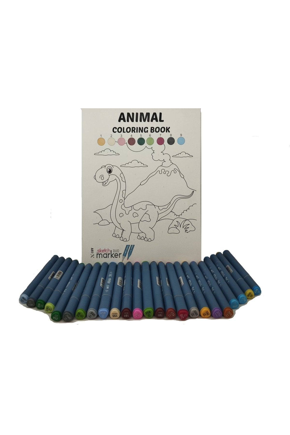 Çocuklar için sayılarla boyama kitabı ve 24 lü marker set