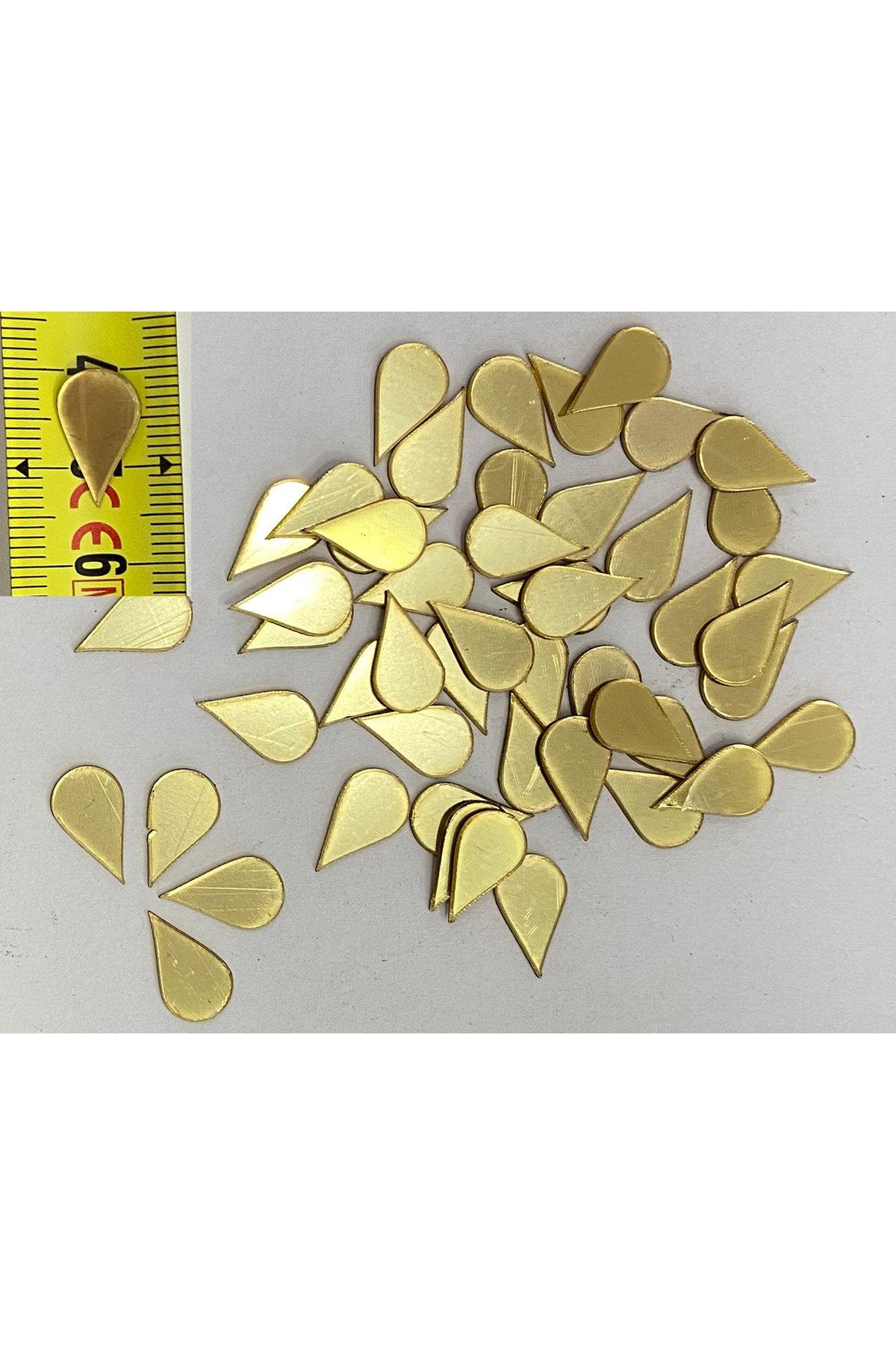 1,5cm su damlası altın Renk pleksi yapışkanlı Mozaik Ayna 50 Adet