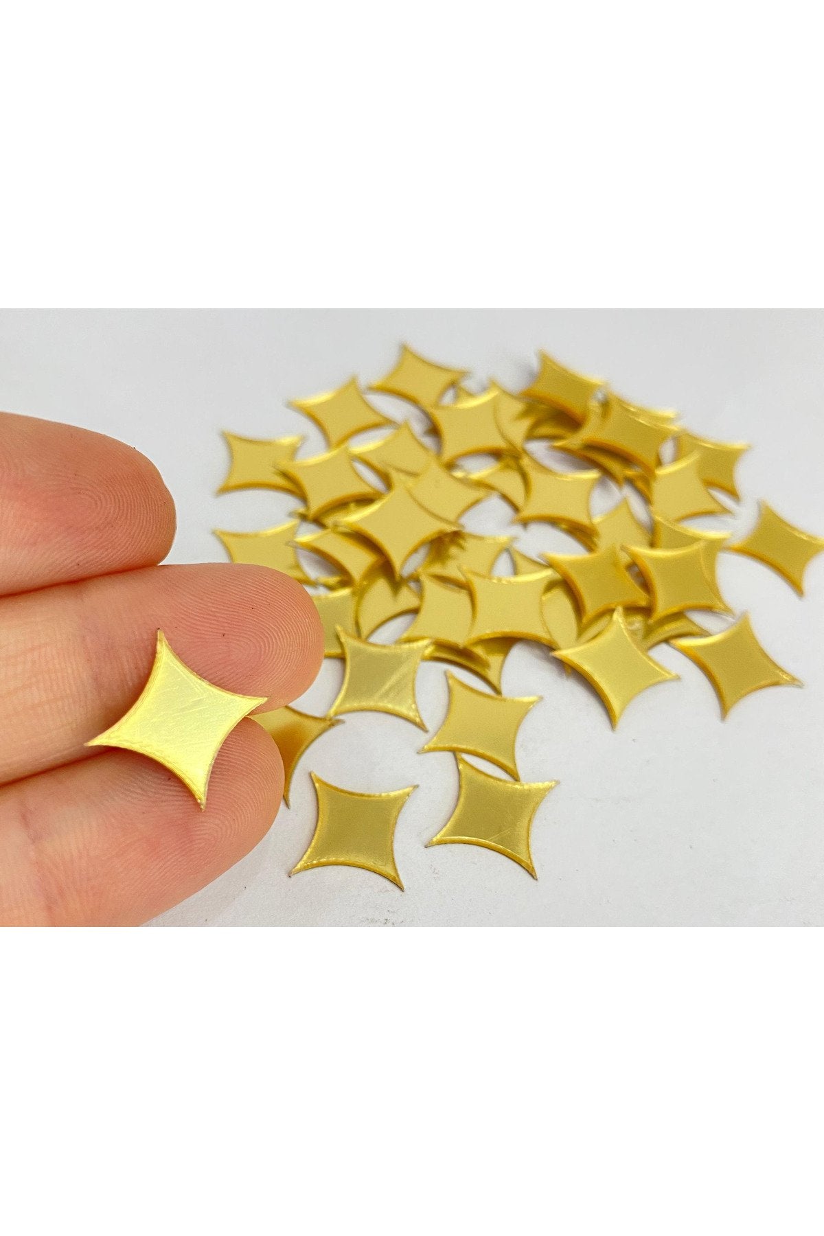 1,5cm yıldız altın Renk pleksi yapışkanlı Mozaik Ayna 100 Adet