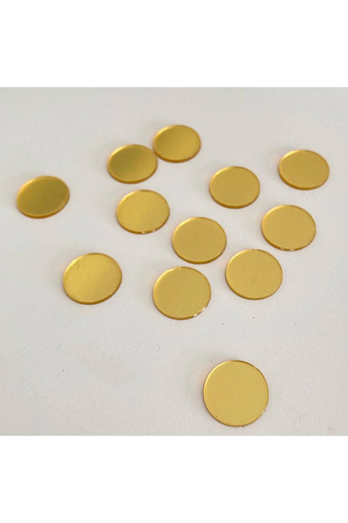 Çap 1.5Cm Yuvarlak altın Renk Pleksi Yapışkanlı Mozaik Ayna 50Adet