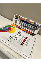 A4 boyut yağlıboya ve akrilik boya defteri 12ml akrilik boya 3 lü fırça resim sanat hobi boya set