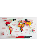 3d Ahşap Dünya Haritası Çok Katmanlı Rgb Led Işıklı Şeffaf Pleksi Üzeri Duvar Dekoru 230cm X 130cm