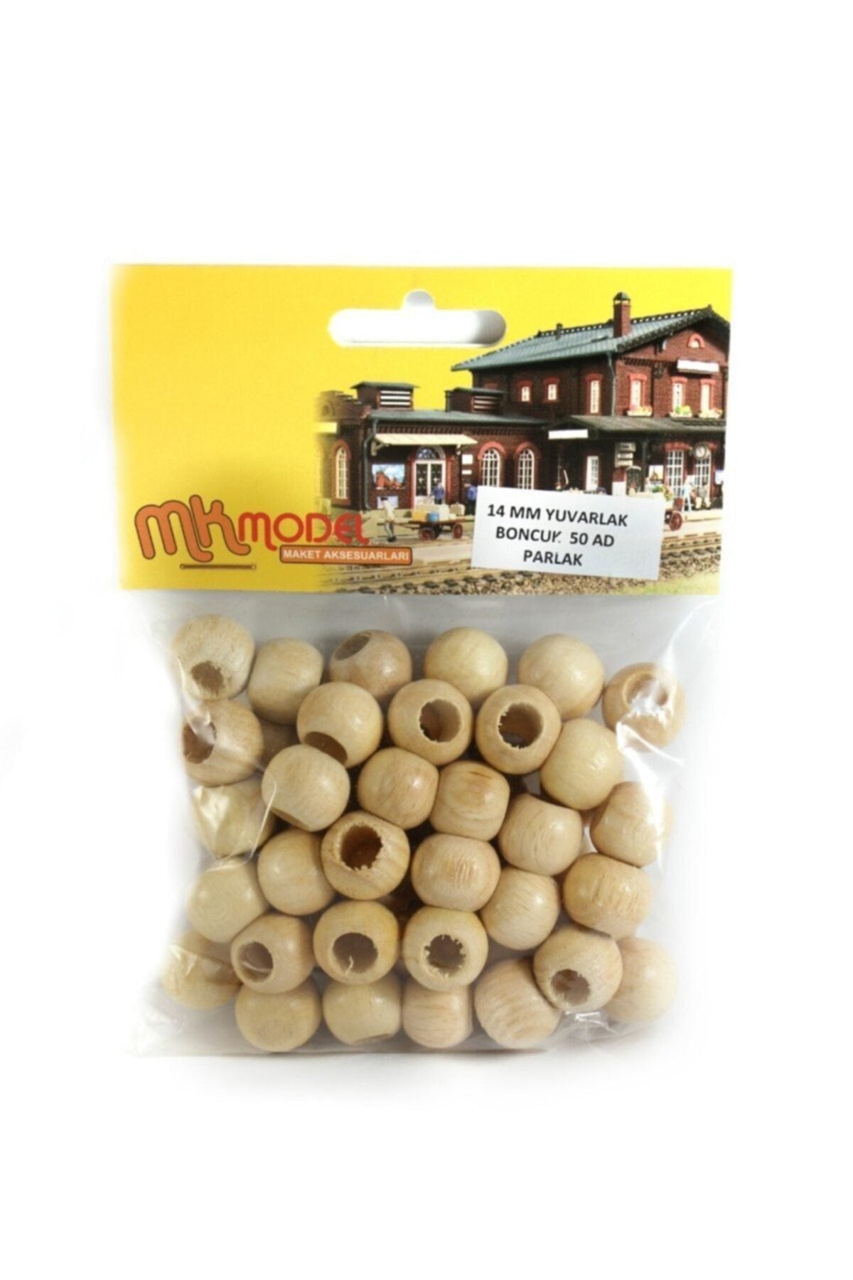 14mm Yuvarlak Ahşap Parlak Boncuk 50 Adet