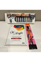 A5 boyut yağlıboya ve akrilik boya defteri 12ml akrilik boya 3 lü fırça resim sanat hobi boya set