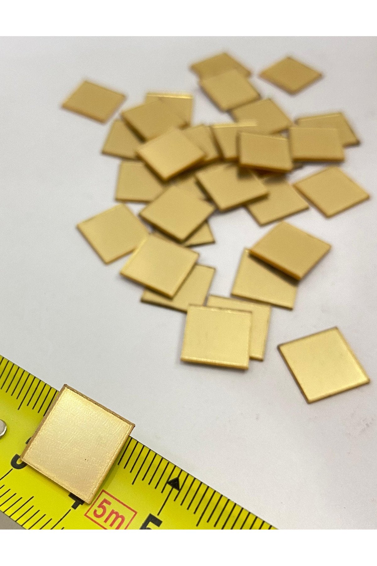 1,2cm kare altın Renk pleksi yapışkanlı Mozaik Ayna 100 Adet