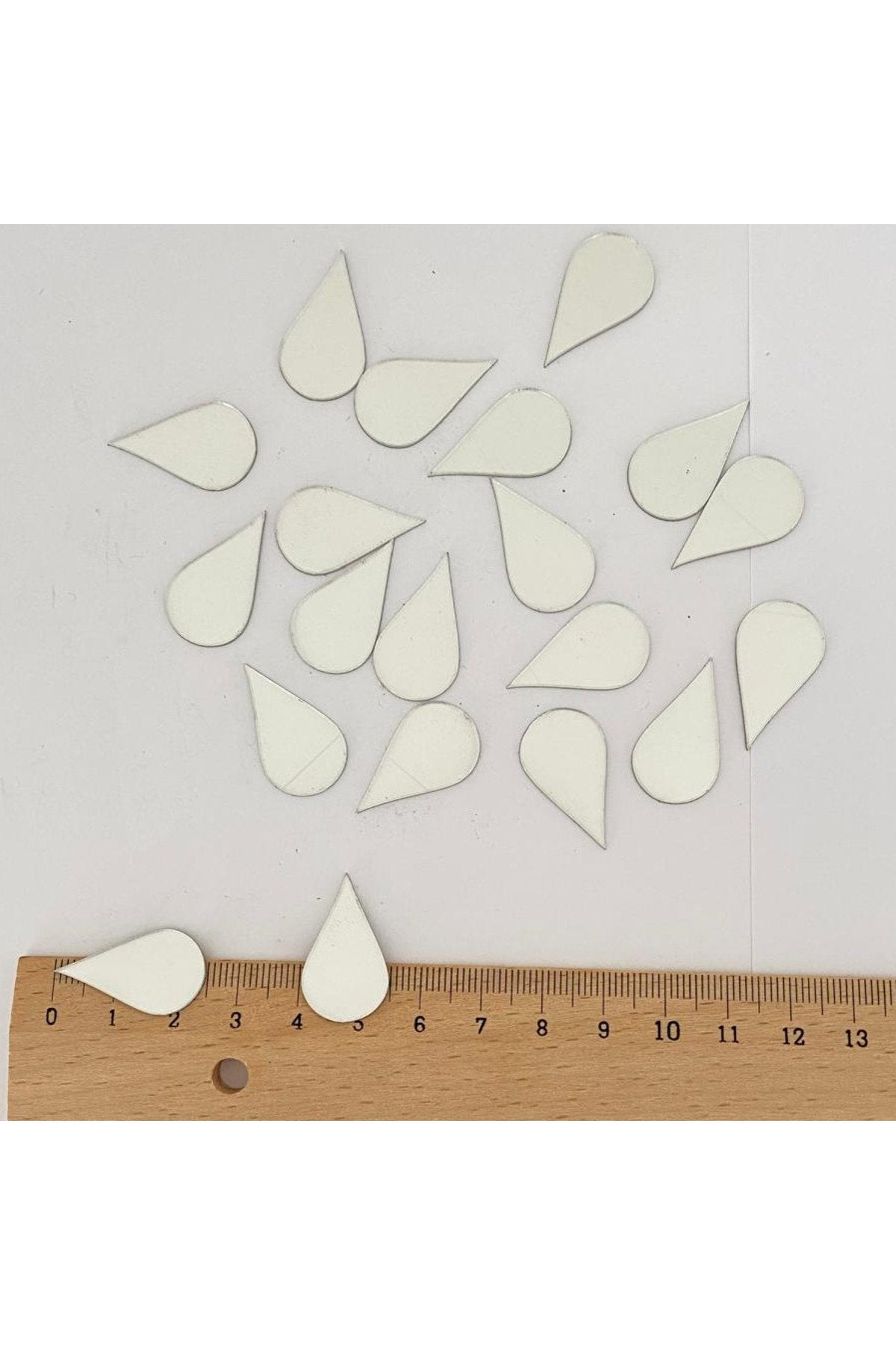 2,5cm Su Damlası Gümüs Renk Pleksi Yapışkanlı Mozaik Ayna 50 Adet