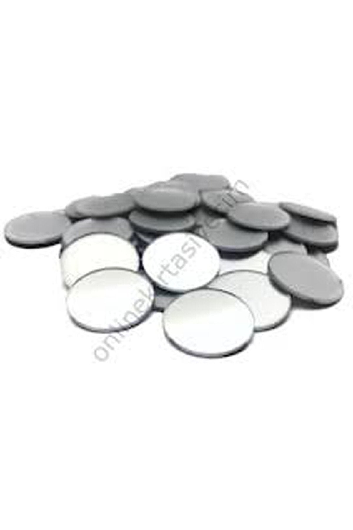 Çap: 1 Cm Yuvarlak Gümüş Renk Pleksi Yapışkanlı Mozaik Ayna 100 Adet