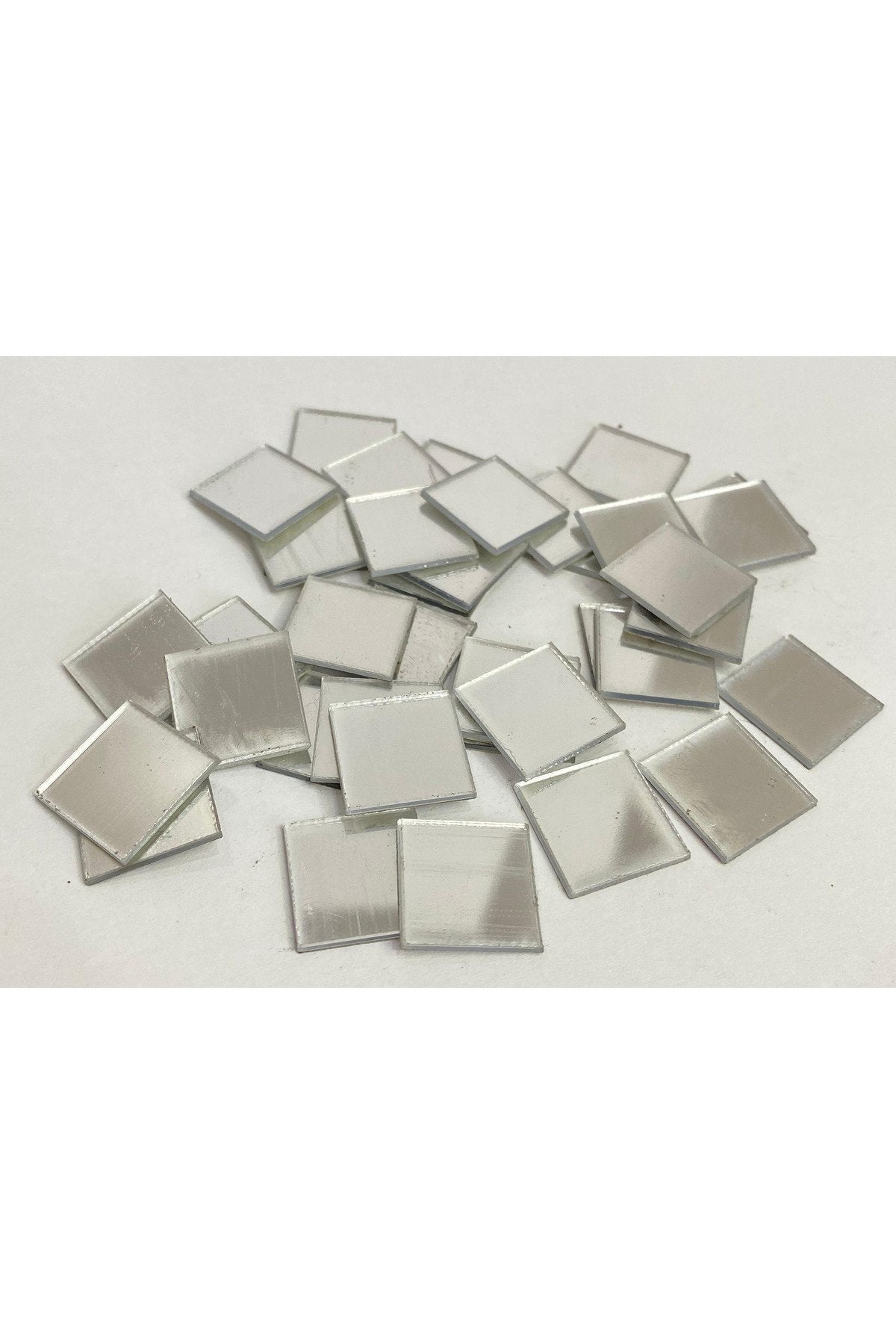 1,5cm kare gümüş Renk pleksi yapışkanlı Mozaik Ayna 100 Adet
