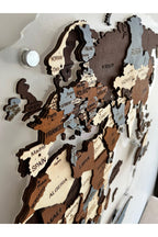 3d Ahşap Dünya Haritası Çok Katmanlı Rgb Led Işıklı Şeffaf Pleksi Üzeri Duvar Dekoru 155cm X 90cm