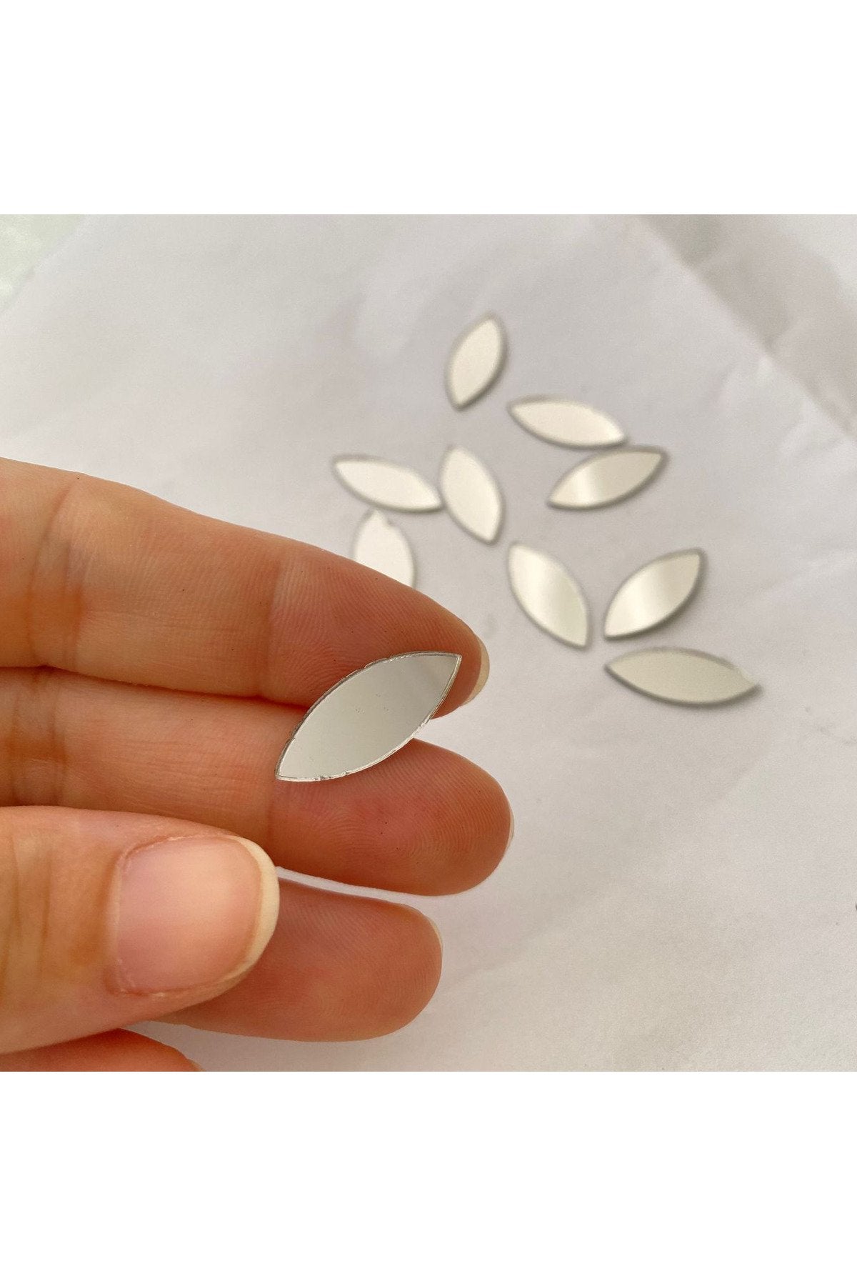 8x21 Mm Oval Gümüş Renk Mozaik Ayna 100 Adet