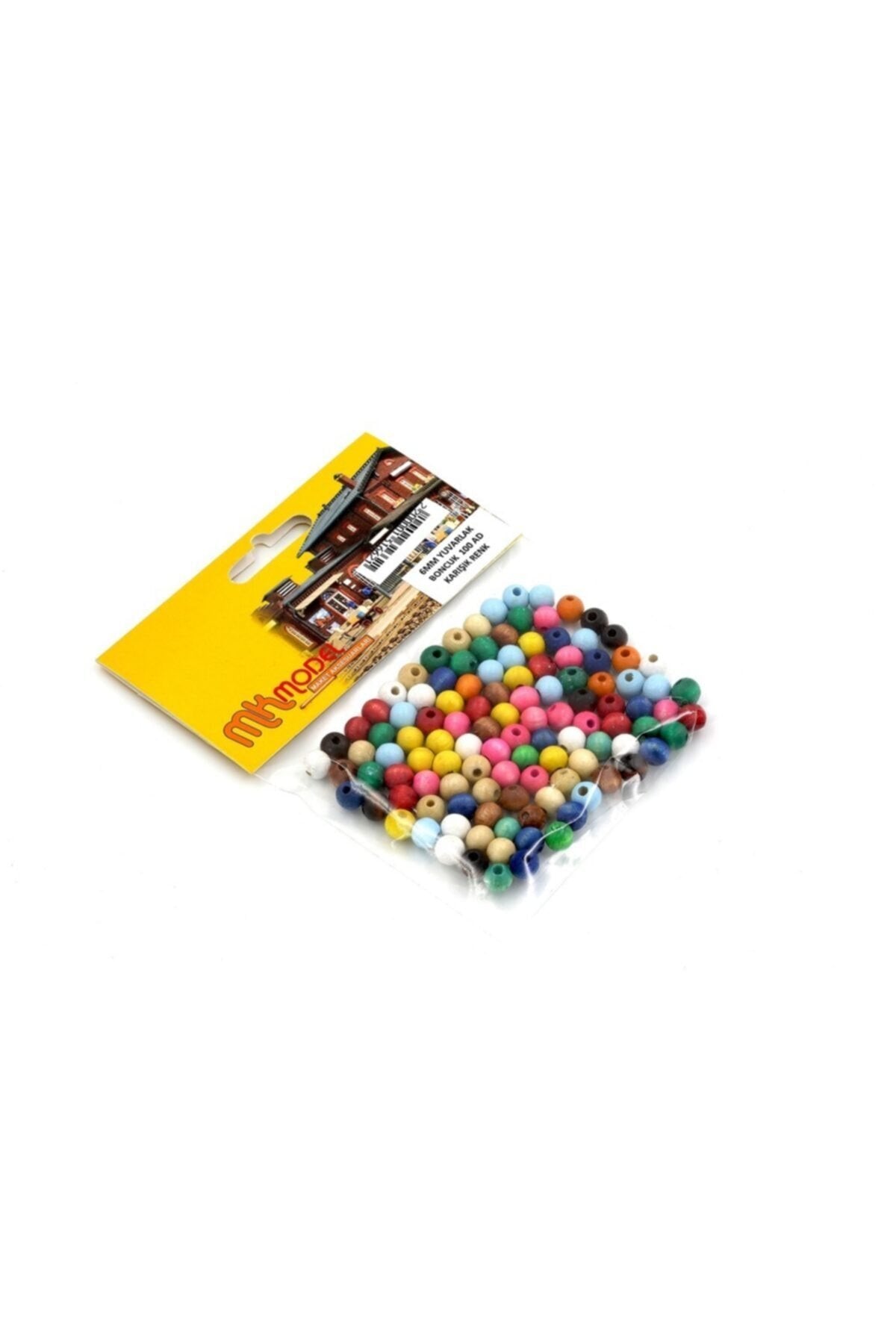 Mk Model 6mm Yuvarlak Ahşap Renkli Boncuk 100 Adet