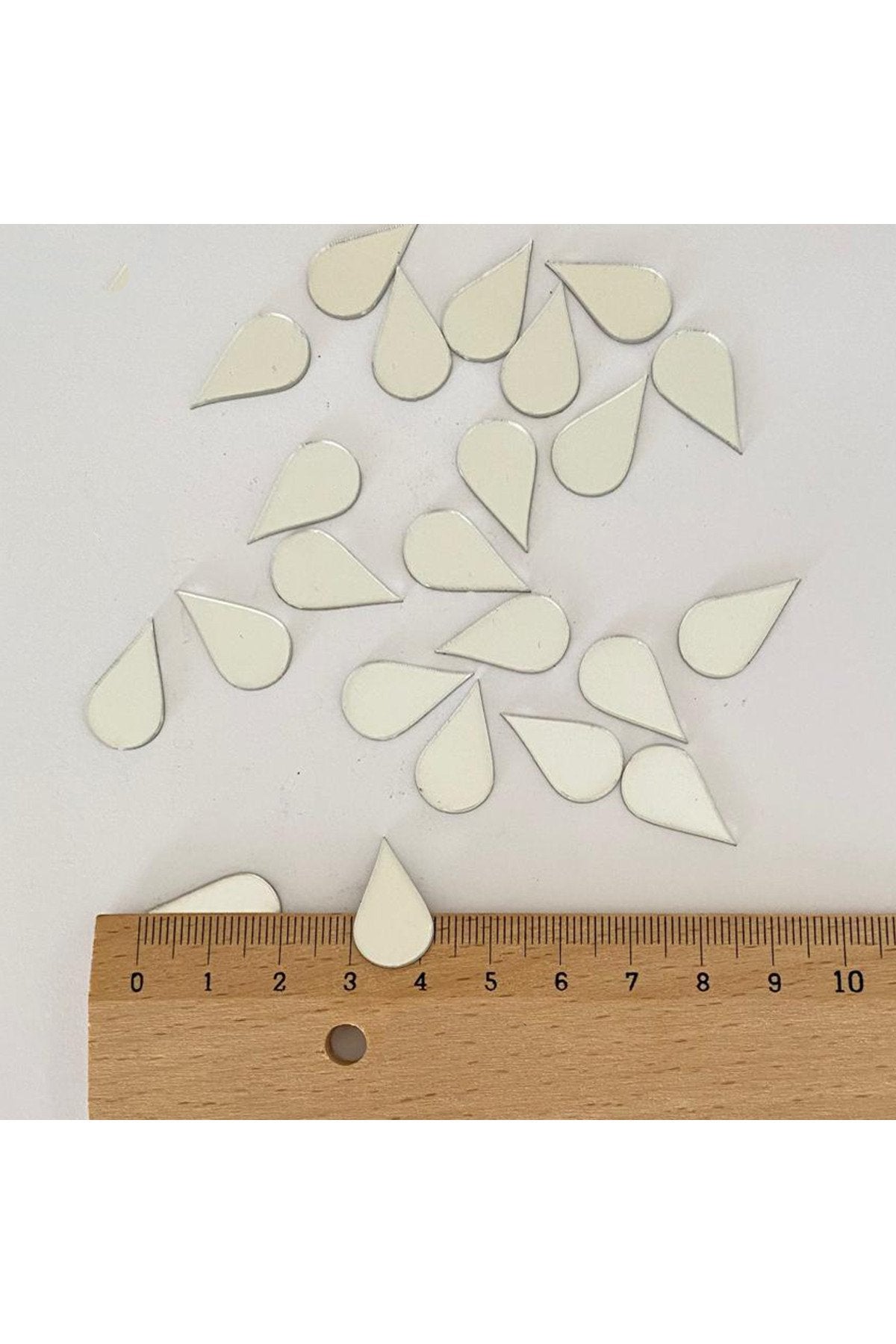 2cm Su Damlası Gümüs Renk Pleksi Yapışkanlı Mozaik Ayna 50 Adet