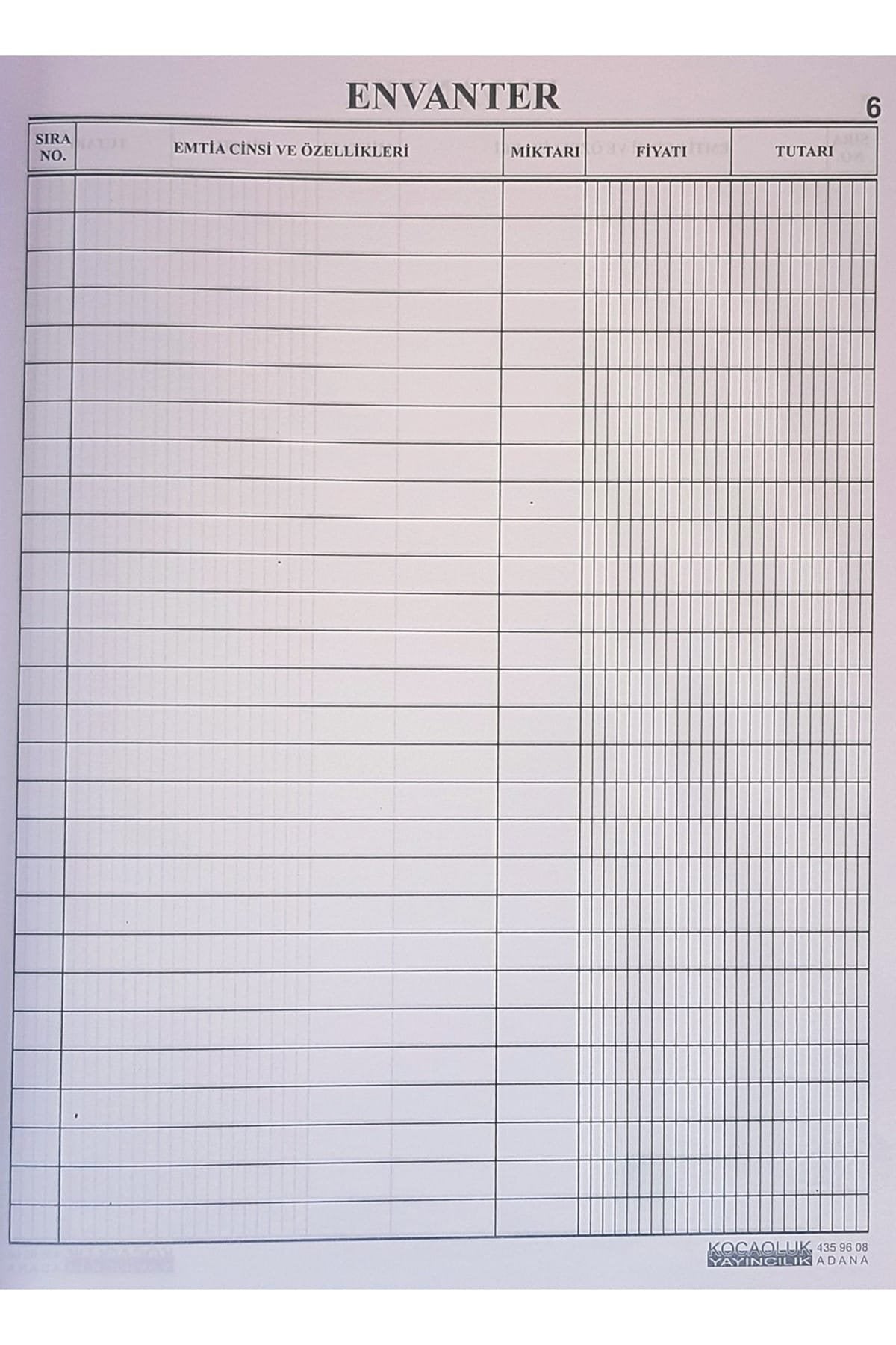 Envanter Defteri Karton Kapak