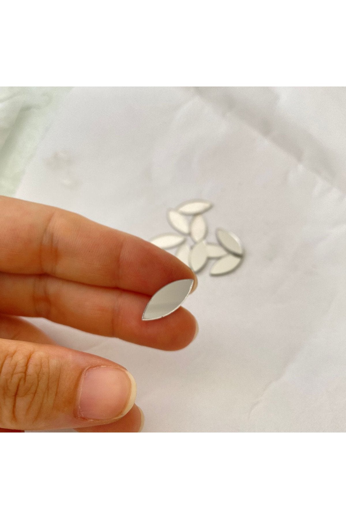 7x18 Mm Oval Gümüş Renk Mozaik Ayna 100 Adet