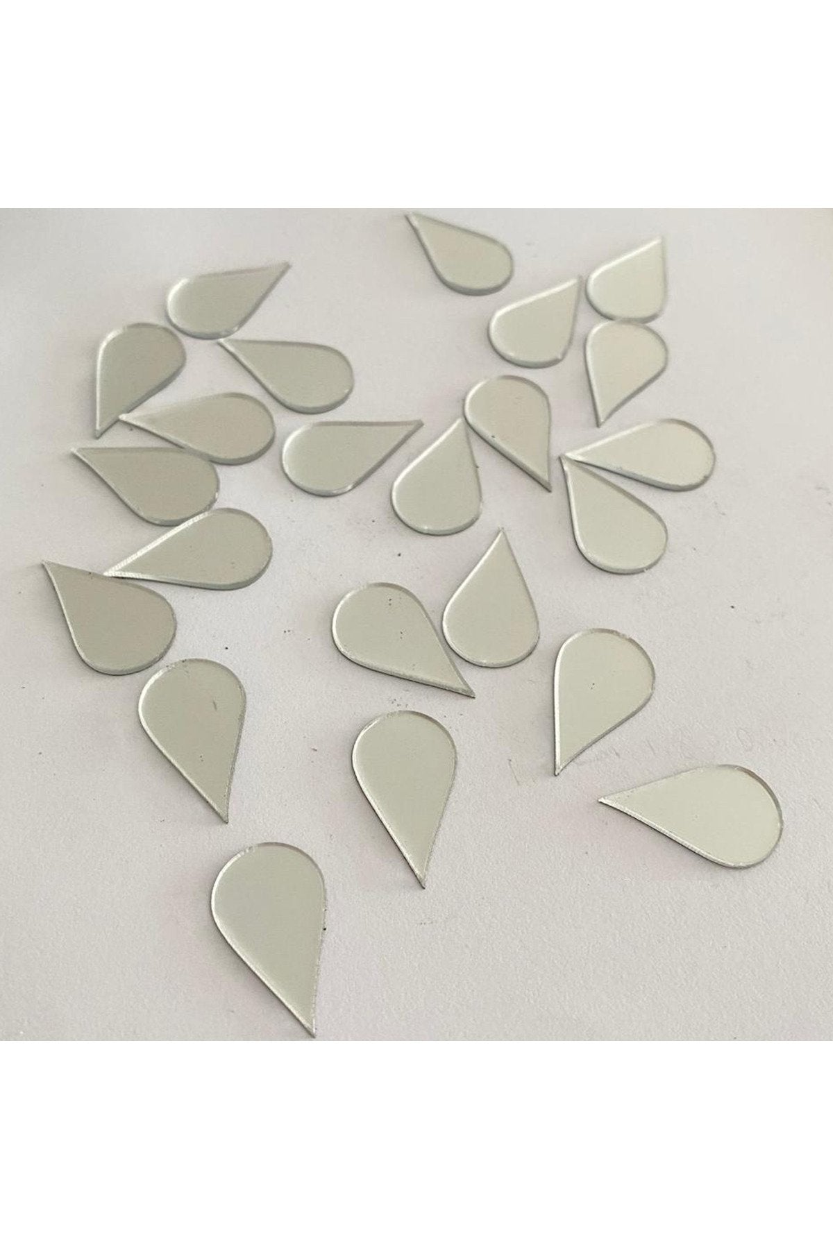 2cm Su Damlası Gümüs Renk Pleksi Yapışkanlı Mozaik Ayna 50 Adet