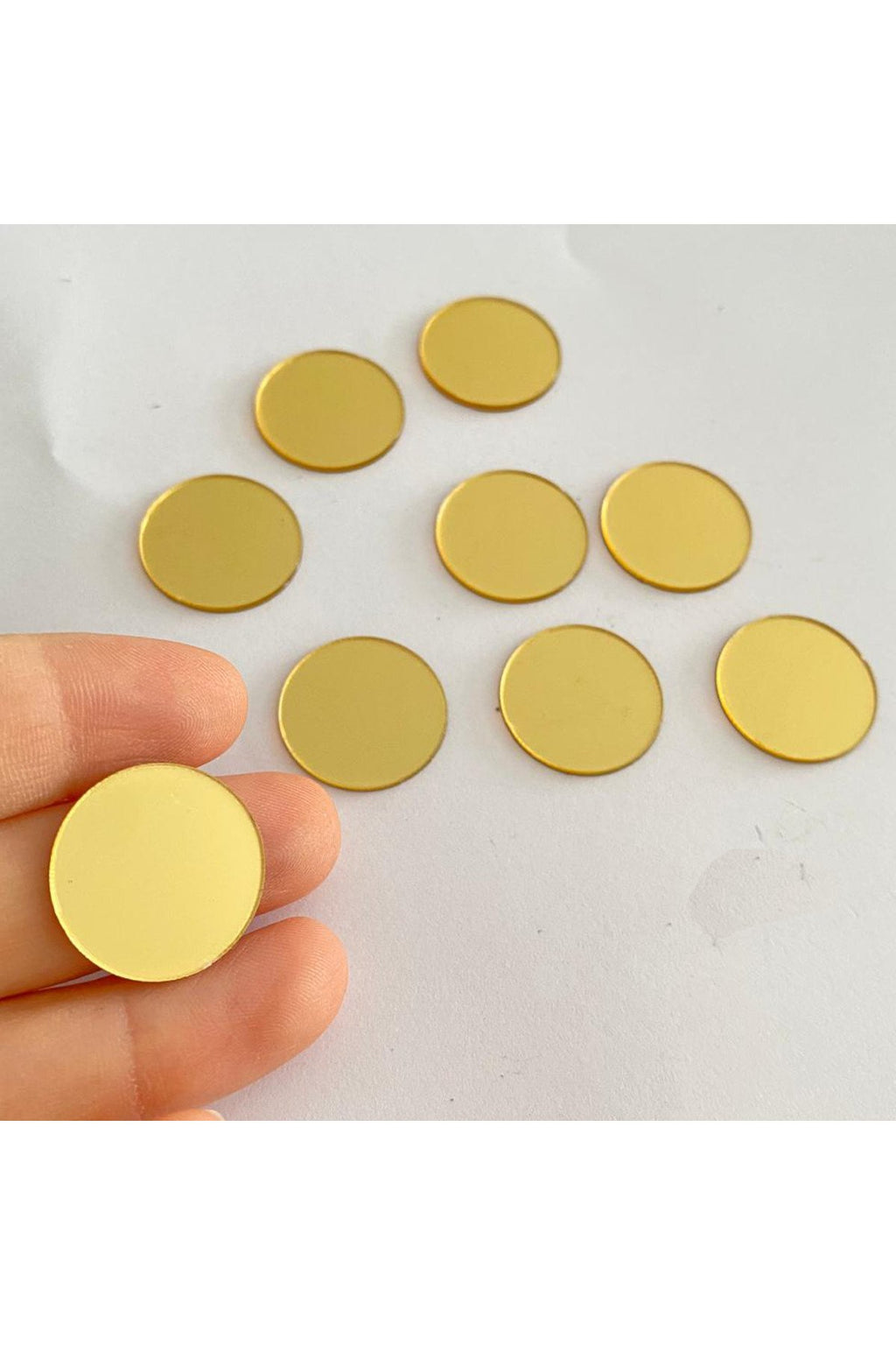 Çap 2 Cm Yuvarlak altın Renk Pleksi Yapışkanlı Mozaik Ayna 50Adet