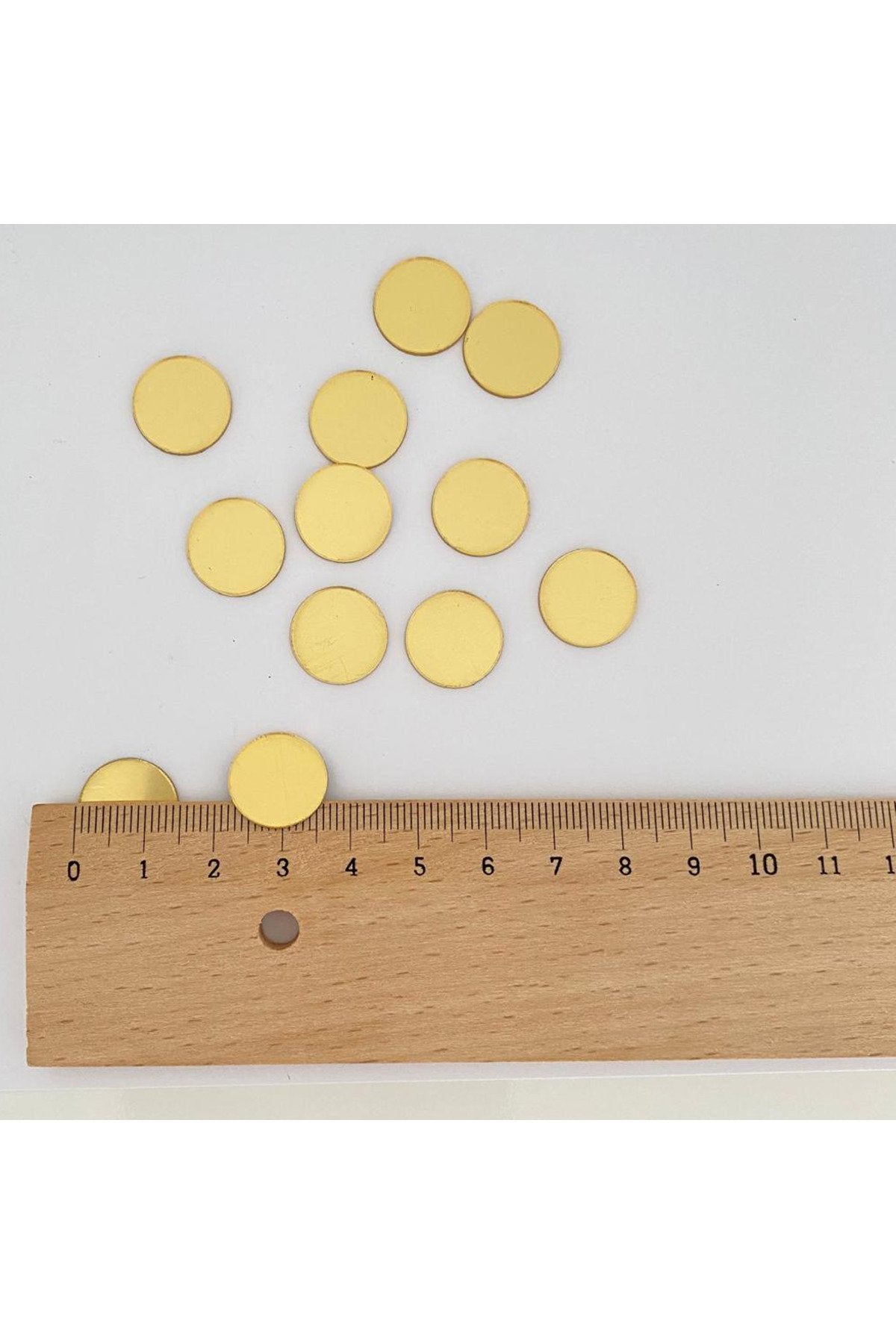 Çap 1.5Cm Yuvarlak altın Renk Pleksi Yapışkanlı Mozaik Ayna 50Adet