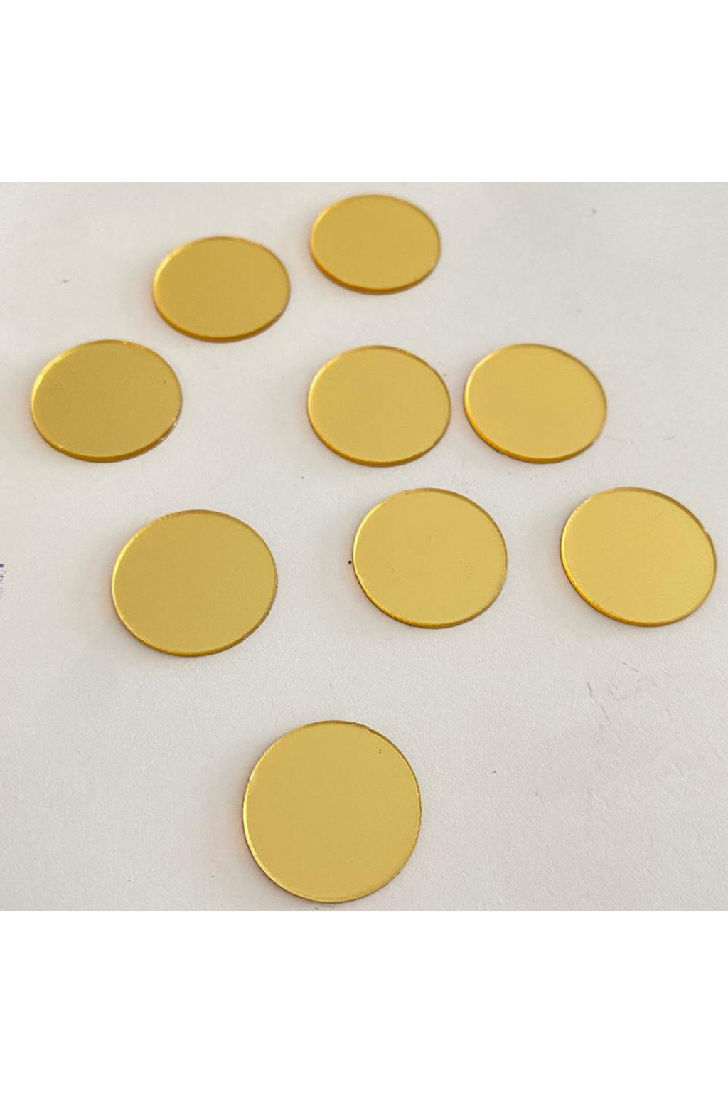 Çap 2 Cm Yuvarlak altın Renk Pleksi Yapışkanlı Mozaik Ayna 50Adet