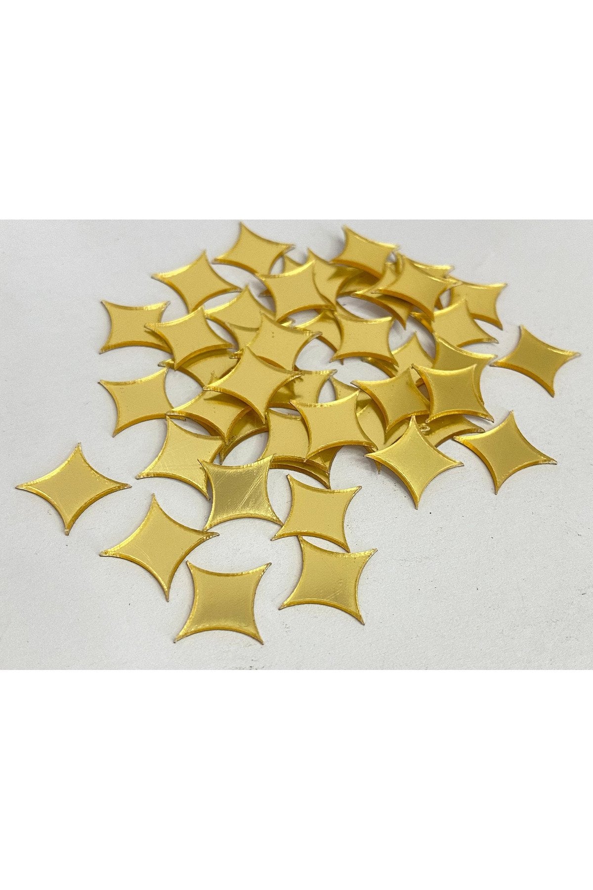 1,5cm yıldız altın Renk pleksi yapışkanlı Mozaik Ayna 100 Adet
