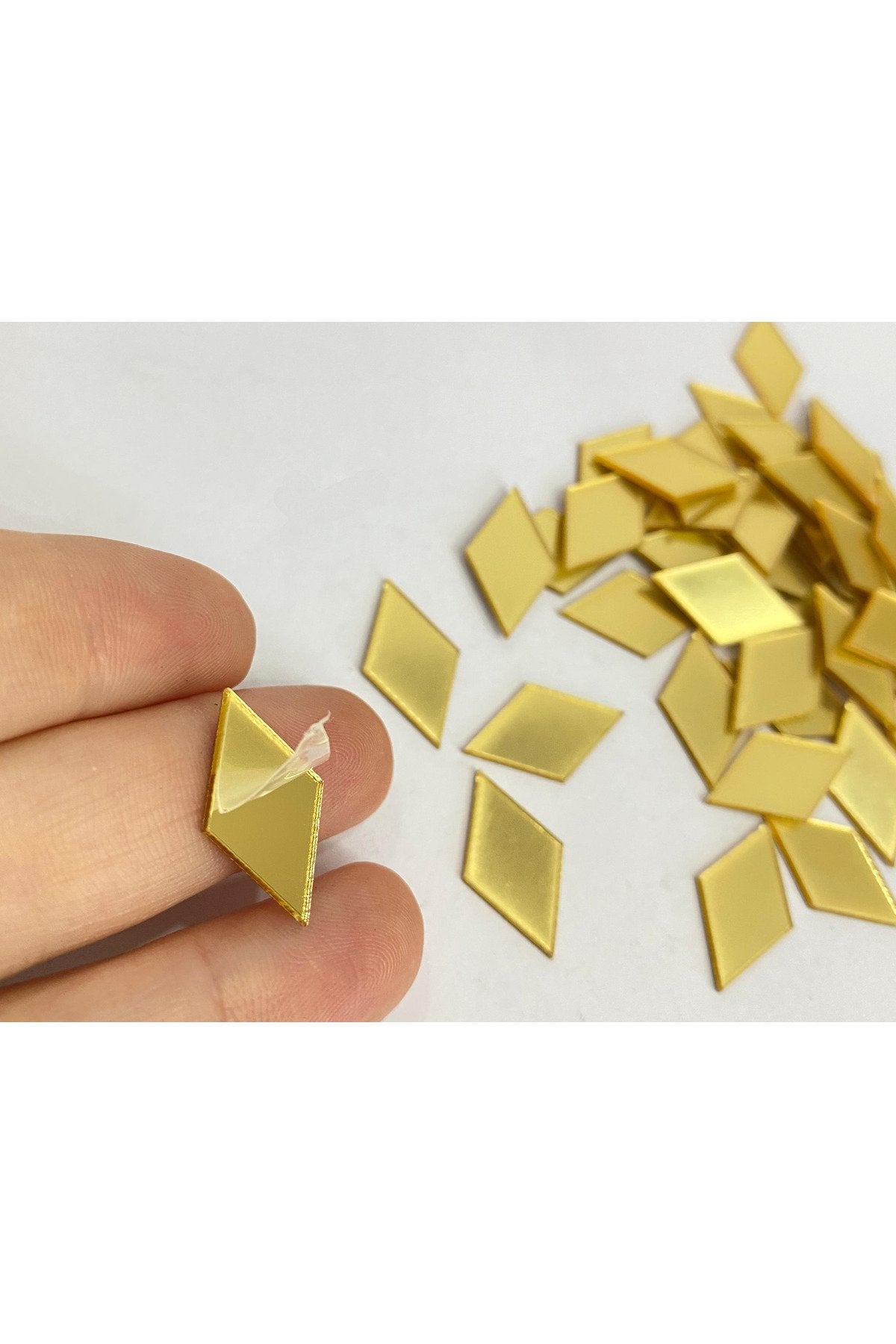 2cm baklava altın Renk pleksi yapışkanlı Mozaik Ayna 50 Adet
