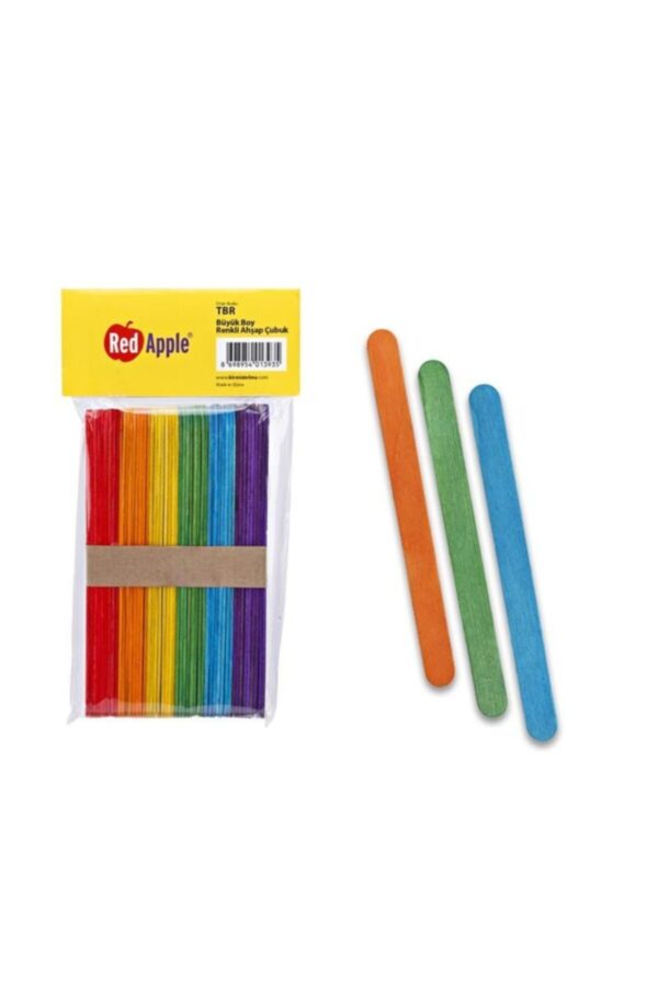Tbr Renkli Geniş Ahşap Çubuk 50'li