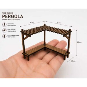 1/50 Ölçek Mimari Maket Pergola çardak Lazer Kesim Hobi Diaroma Aksesuarı Tefriş Elemanı