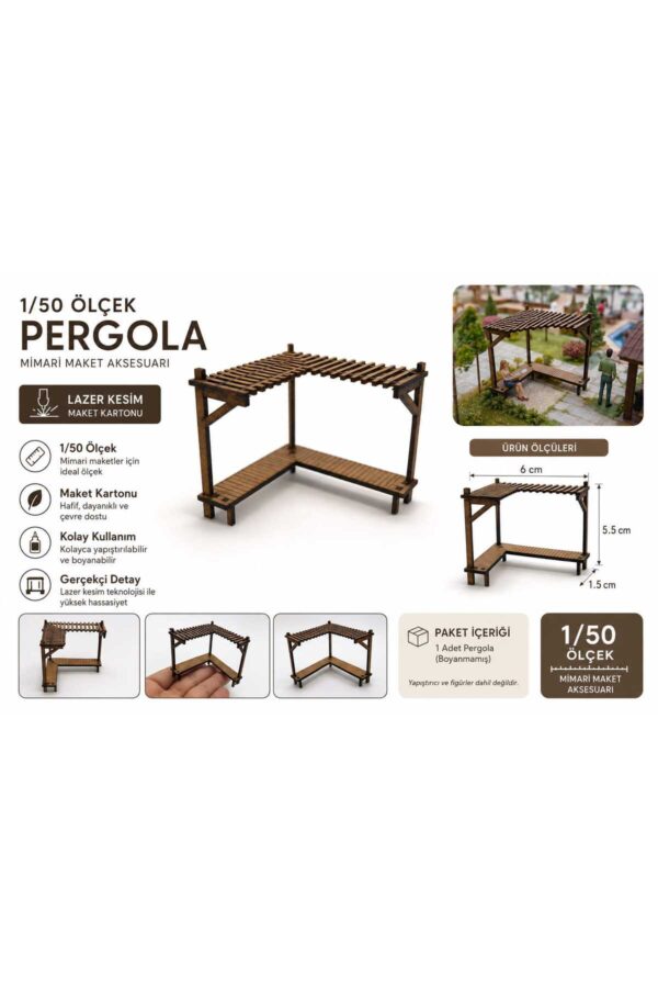 1/50 Ölçek Mimari Maket Pergola çardak Lazer Kesim Hobi Diaroma Aksesuarı Tefriş Elemanı