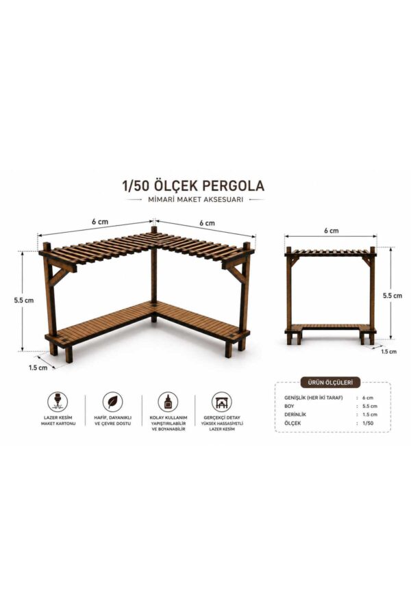1/50 Ölçek Mimari Maket Pergola çardak Lazer Kesim Hobi Diaroma Aksesuarı Tefriş Elemanı