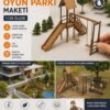 1/25 Ölçek Lazer Kesim Oyun Parkı Maketi – Maket Karton Ahşap Görünümlü Dekoratif Mimari Hobi Modeli