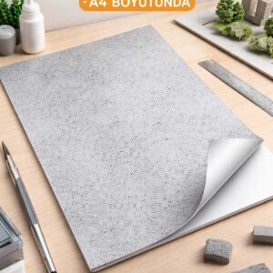 beton sıva görünümlü kendinden yapışkanlı dokulu sticker mimari maket ve hobi çalışmaları için 21x30