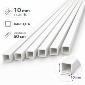2 adet beyaz plastik kare çıta 10mm 50cm 2 adet beyaz plastik kare çıta 10mm 50cm