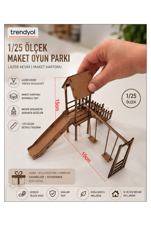 1/25 Ölçek Lazer Kesim Oyun Parkı Maketi – Maket Karton Ahşap Görünümlü Dekoratif Mimari Hobi Modeli 1/25 Ölçek Lazer Kesim Oyun Parkı Maketi – Maket Karton Ahşap Görünümlü Dekoratif Mimari Hobi Modeli