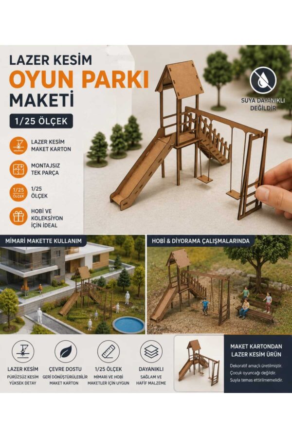 1/25 Ölçek Lazer Kesim Oyun Parkı Maketi – Maket Karton Ahşap Görünümlü Dekoratif Mimari Hobi Modeli 1/25 Ölçek Lazer Kesim Oyun Parkı Maketi – Maket Karton Ahşap Görünümlü Dekoratif Mimari Hobi Modeli