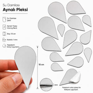 10cm Su damlası aynalı pleksi gümüs Renk Mozaik Ayna 5 Adet 10cm Su damlası aynalı pleksi gümüs Renk Mozaik Ayna 5 Adet