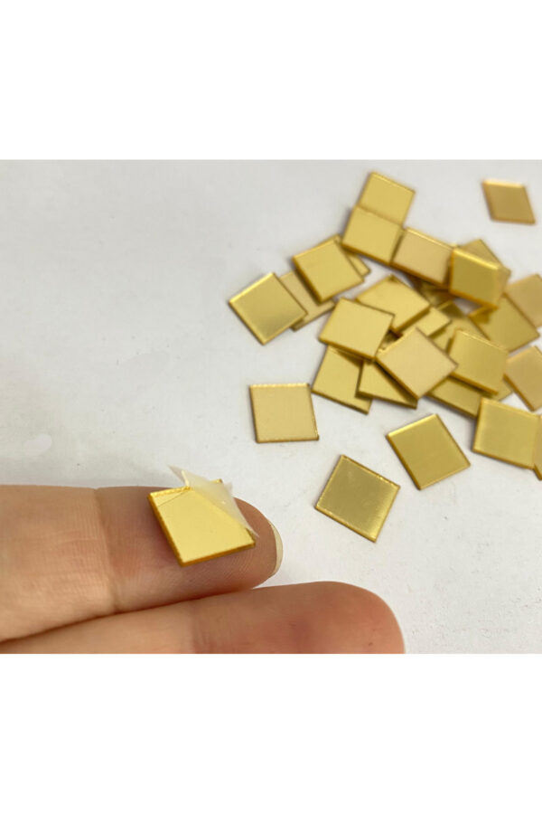 1cm kare altın Renk pleksi yapışkanlı Mozaik Ayna 200 Adet