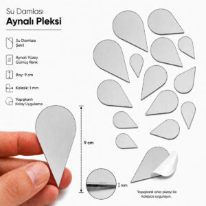 9cm Su damlası aynalı pleksi gümüs Renk Mozaik Ayna 7 Adet 9cm Su damlası aynalı pleksi gümüs Renk Mozaik Ayna 7 Adet