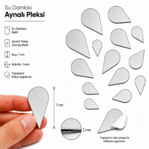 7cm Su damlası aynalı pleksi gümüs Renk Mozaik Ayna 12 Adet 7cm Su damlası aynalı pleksi gümüs Renk Mozaik Ayna 12 Adet