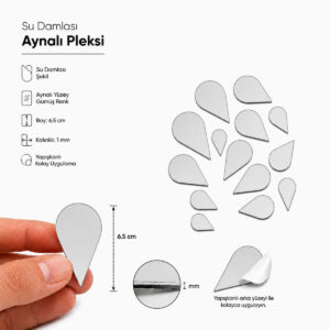 6,5cm Su damlası aynalı pleksi gümüs Renk Mozaik Ayna 13 Adet 6,5cm Su damlası aynalı pleksi gümüs Renk Mozaik Ayna 13 Adet