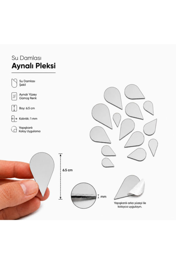 6,5cm Su damlası aynalı pleksi gümüs Renk Mozaik Ayna 13 Adet 6,5cm Su damlası aynalı pleksi gümüs Renk Mozaik Ayna 13 Adet