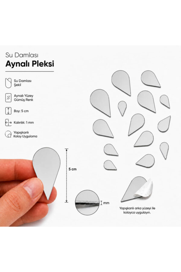 5cm Su damlası aynalı pleksi gümüs Renk Mozaik Ayna 20 Adet 5cm Su damlası aynalı pleksi gümüs Renk Mozaik Ayna 20 Adet